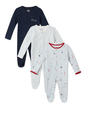 3Pack of  LIGHTHOUSE Sleepsuits